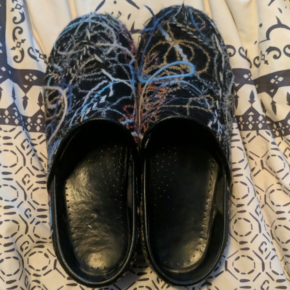 Danskos multi colored clogs